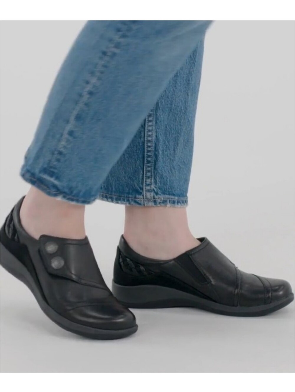 Aetrex Orthotic Karina Monk Strap Slip Ons